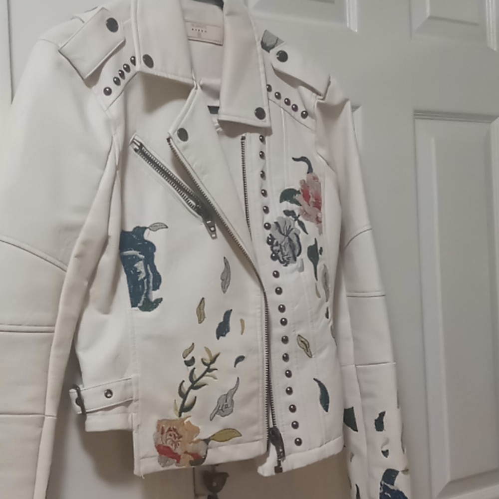 Blank NYC vegan Moto jacket w/ embroidery & studs